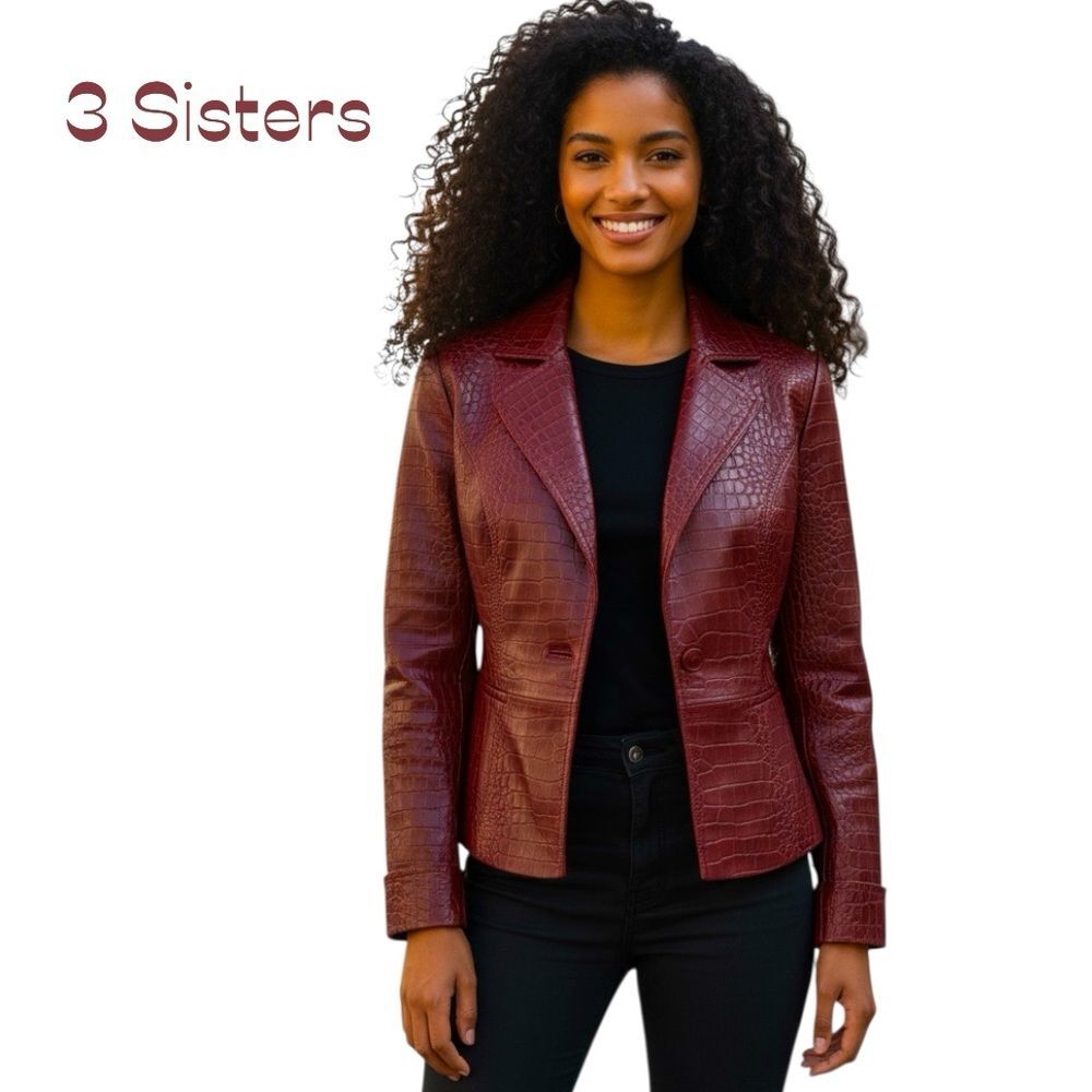 Anthropologie 3 Sisters Burgundy Red Embossed Jacket NWOT Size M Bohemian